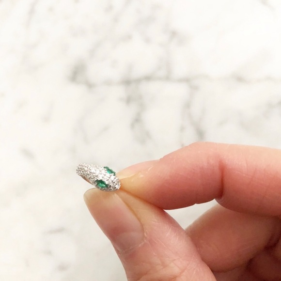 925 Silver CZ Pave Snake Mini Hoop Earrings - Picture 3 of 6